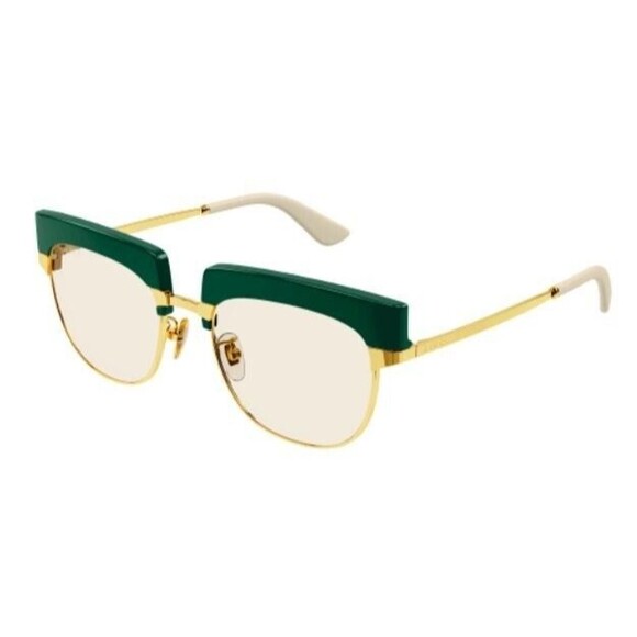 Gucci Green Gold/yellow + Burgundy Rectangular Unisex Sunglasses GG1132S 002 - Picture 1 of 7